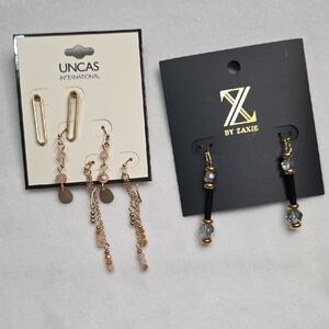 4 Pairs Pierced Earrings Black Pink Silver Gold Dangle Fashion Jewelry Casual